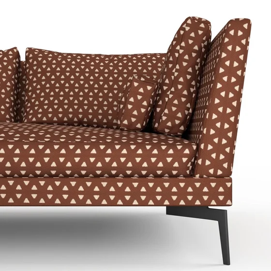 Photo of the fabric Samurai Burnt Orange swatch by Mokum. Use for Upholstery, Accessory. Style of Geometric