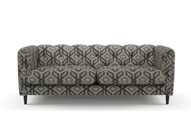 Photo of the fabric Enhance Ink swatch by James Dunlop. Use for Upholstery, Accessory. Style of Geometric, Print