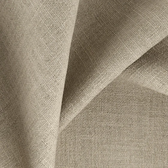 Photo of the fabric Mauritius Putty swatch by Zepel. Use for Curtains, Upholstery, Accessory, Top of Bed. Style of Plain, Texture