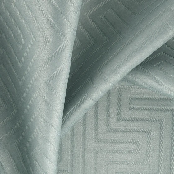 Photo of the fabric Remain Aqua swatch by FR-One. Use for Curtains, Upholstery, Accessory, Top of Bed. Style of Geometric, Velvet