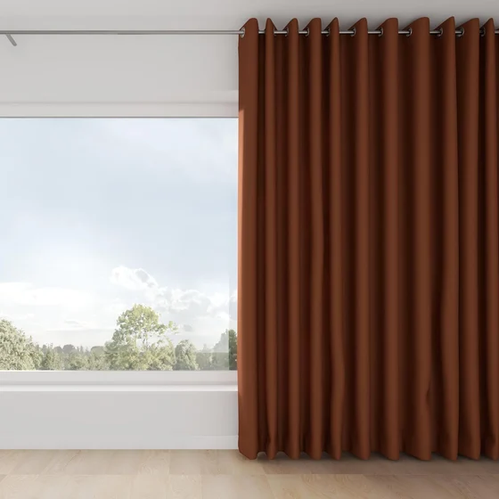 Photo of the fabric Eternal Paprika swatch by Mokum. Use for Curtains, Upholstery, Accessory. Style of Plain, Texture
