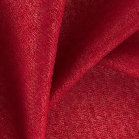 Photo of the fabric Lumen Rouge swatch by FR-One. Use for Curtains, Upholstery, Accessory, Top of Bed. Style of Plain, Velvet