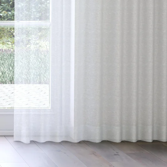 Photo of the fabric Enso Silver swatch by Mokum. Use for Sheer Curtains. Style of Plain, Sheer