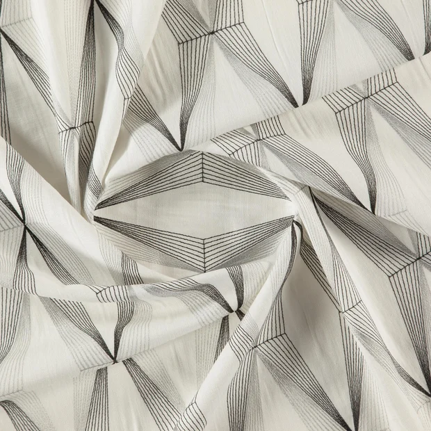 Photo of the fabric Diamante Ice swatch by Zepel. Use for Curtains, Accessory. Style of Embroidery, Geometric