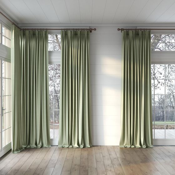 Photo of the fabric Luxe Sage swatch by James Dunlop Essentials. Use for Curtains, Accessory, Top of Bed. Style of Plain, Texture
