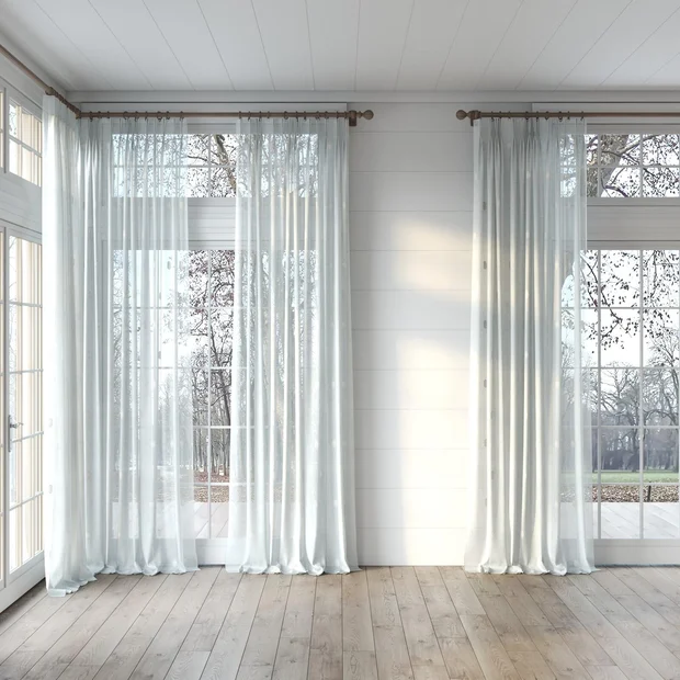 Photo of the fabric Gentle Dew swatch by James Dunlop. Use for Sheer Curtains. Style of Geometric, Sheer
