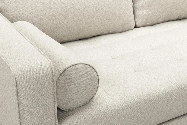 Photo of the fabric Omni Flax swatch by James Dunlop FibreGuard. Use for Upholstery, Accessory, Top of Bed. Style of Plain, Texture