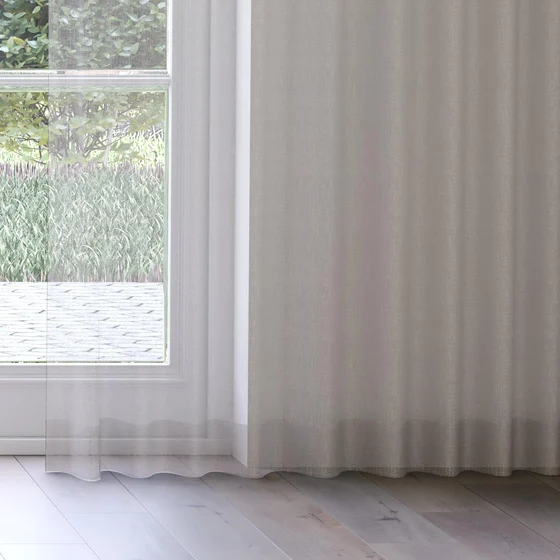 Photo of the fabric Makai (JDG) Tussah swatch by Mokum. Use for Sheer Curtains. Style of Plain, Sheer