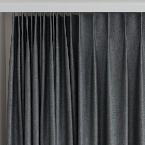 Photo of the fabric Matrix FR Gunmetal swatch by James Dunlop Essentials. Use for Curtains. Style of Dim Out, Plain