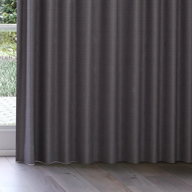 Photo of the fabric Trailblazer Steel swatch by James Dunlop FibreGuard. Use for Curtains, Upholstery, Accessory, Top of Bed. Style of Texture, Traditional
