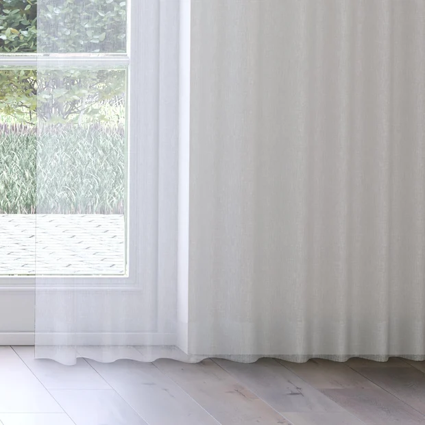 Photo of the fabric Makai (JDG) Ice swatch by Mokum. Use for Sheer Curtains. Style of Plain, Sheer