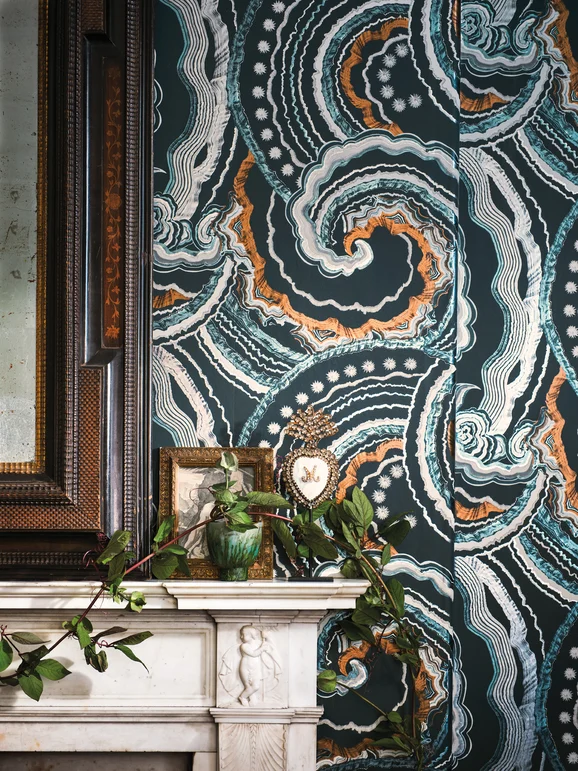 Photo of the fabric Fantasia W449 04 in situ by Romo. Use for Wall Covering