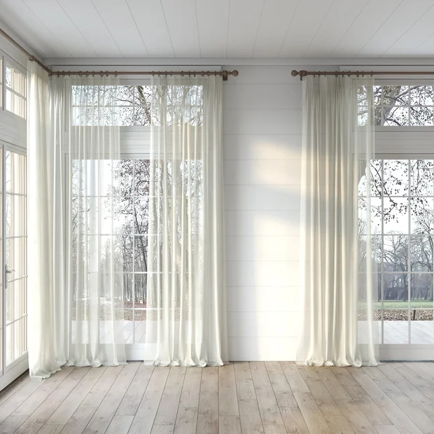 Photo of the fabric Aurora Sandstone swatch by Mokum. Use for Sheer Curtains. Style of Plain, Sheer
