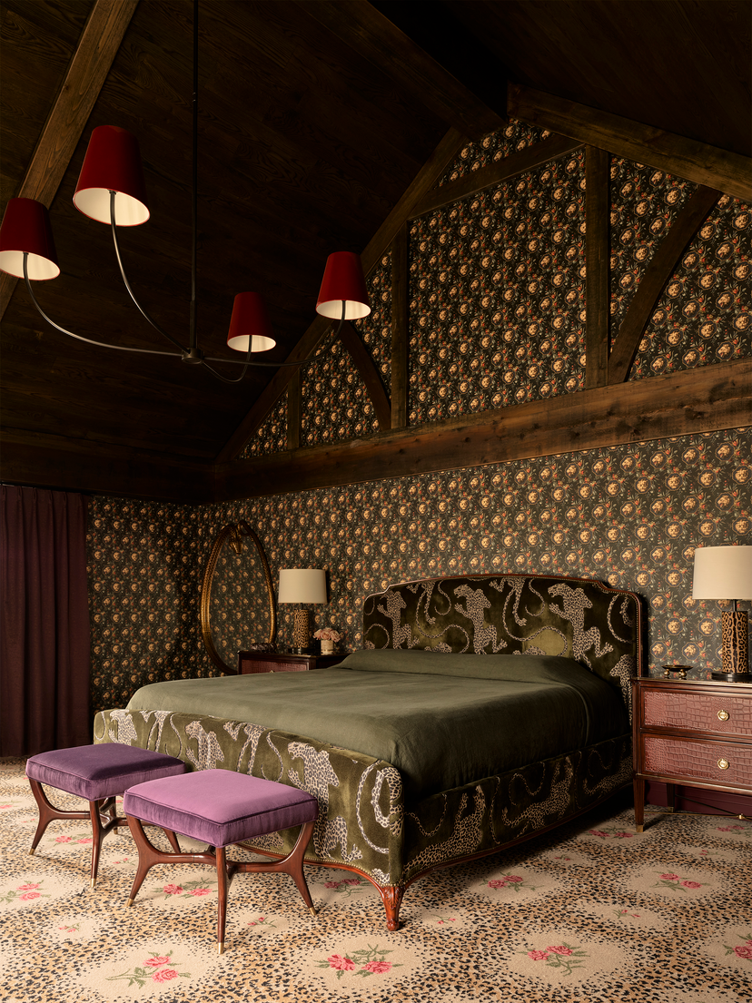 Bed in Panthera colour Olive by Catherine Martin by Mokum | Photograph by Anson Smart