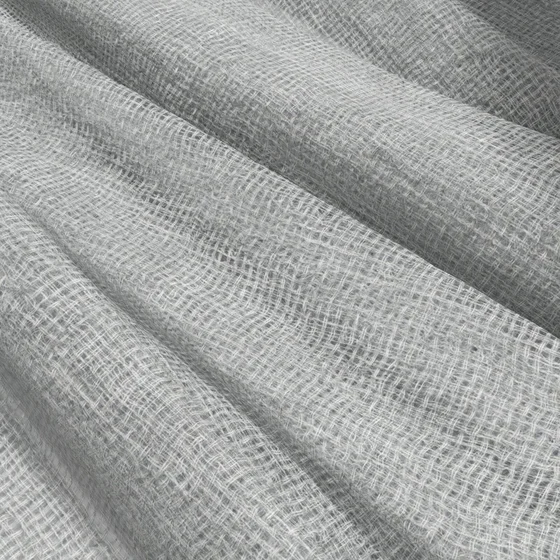 Photo of the fabric Kensho Silver swatch by Mokum. Use for Sheer Curtains. Style of Plain, Sheer