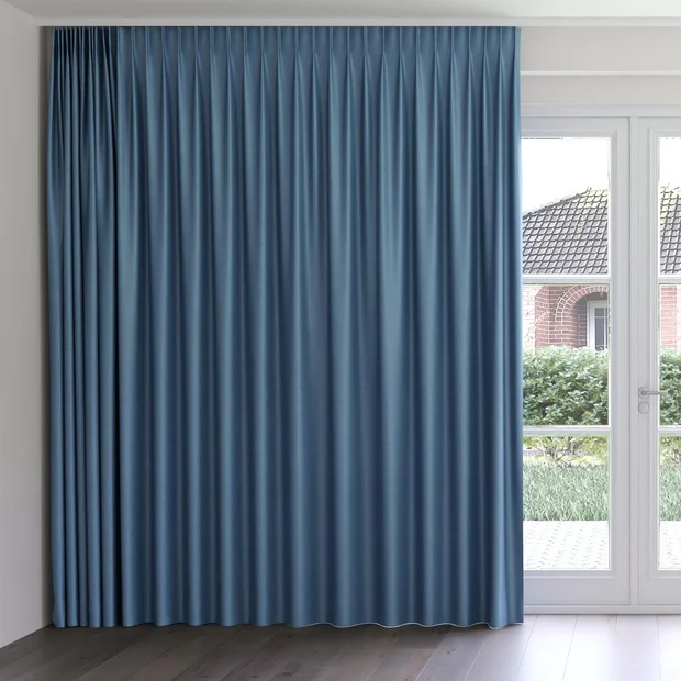 Photo of the fabric Provence Denim swatch by James Dunlop Essentials. Use for Curtains, Upholstery, Accessory, Top of Bed. Style of Plain, Texture