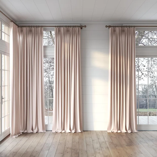 Photo of the fabric Oakley FR Blush swatch by James Dunlop. Use for Curtains. Style of Plain, Texture