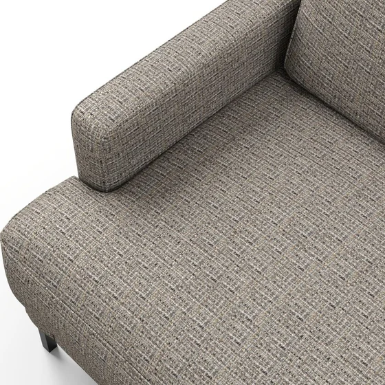 Photo of the fabric Gabrielle Truffle swatch by Mokum FibreGuard. Use for Upholstery, Accessory, Top of Bed. Style of Plain, Texture