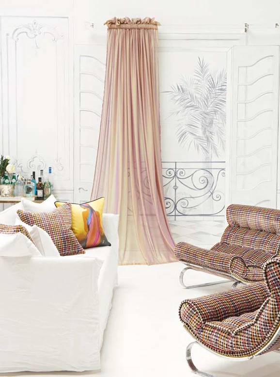Photo of the fabric Hali FR V3428 02 in situ by Villa Nova. Use for Sheer Curtains. Style of Plain, Sheer
