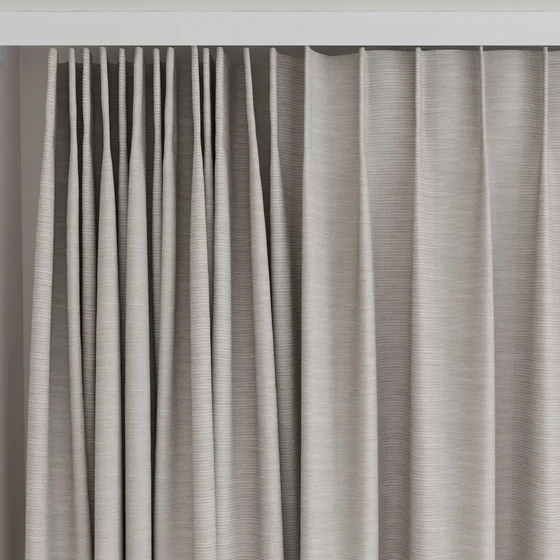 Photo of the fabric Borneo Uncoated Stone swatch by James Dunlop. Use for Curtains, Accessory, Top of Bed. Style of Stripe