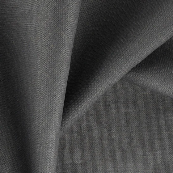 Photo of the fabric Kanvas Charcoal swatch by Zepel FibreGuard. Use for Curtains, Upholstery, Accessory, Top of Bed. Style of Plain, Taffeta