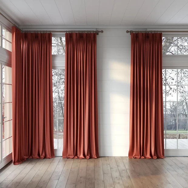 Photo of the fabric Luxe Berry swatch by James Dunlop Essentials. Use for Curtains, Accessory, Top of Bed. Style of Plain, Texture