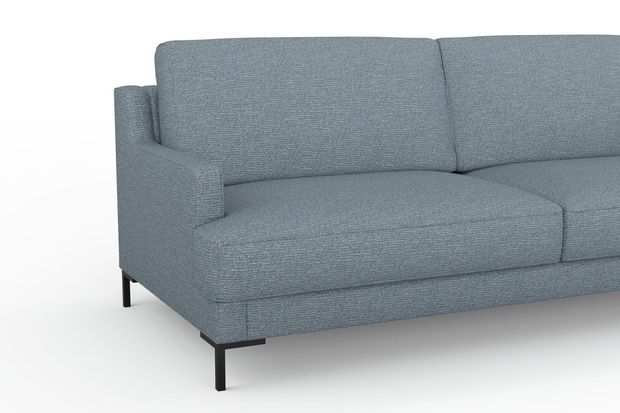 Photo of the fabric Grain Denim swatch by Mokum. Use for Upholstery, Accessory, Top of Bed. Style of Plain, Texture