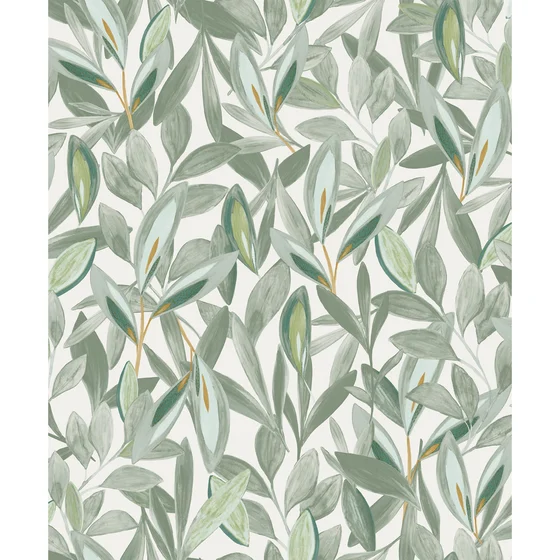 Photo of the fabric Hojas Wallpaper 8597 8597 70 17 swatch by Casadeco. Use for Wall Covering. Style of Floral And Botannical