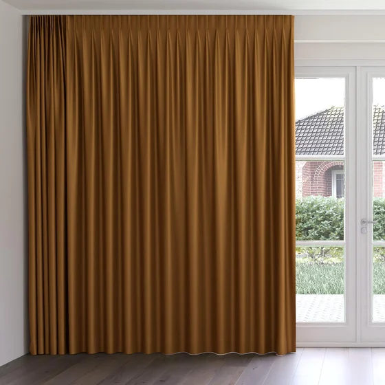 Photo of the fabric Sleek Cinnamon swatch by James Dunlop. Use for Curtains, Accessory, Top of Bed. Style of Plain, Taffeta