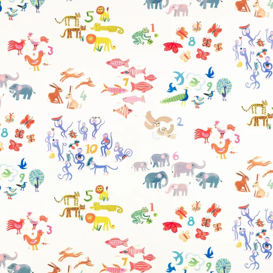 Photo of the fabric One, Two, Three V3614 01 swatch by Villa Nova. Use for Curtains. Style of Animals And Birds, Print