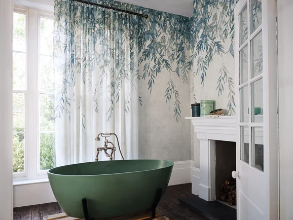 Photo of the fabric Aula Wp W445 01 in situ by Romo. Use for Wall Covering