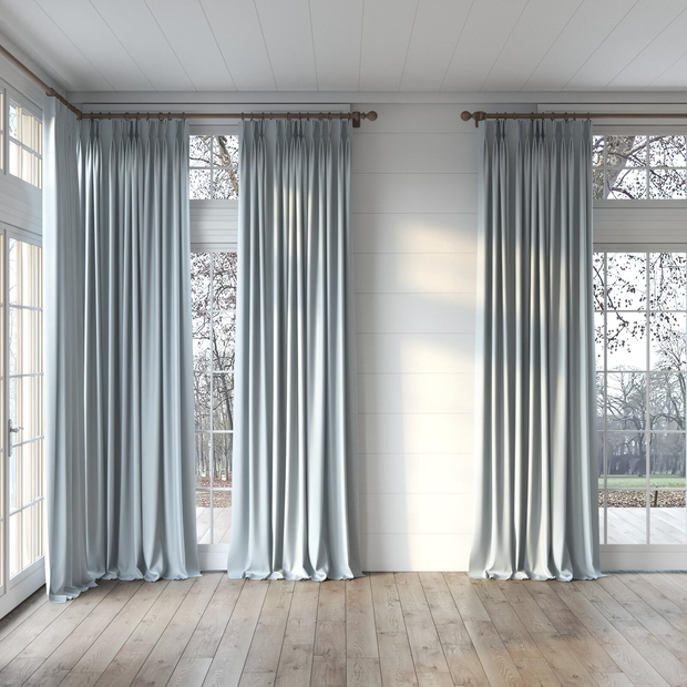 Photo of the fabric Satori Stonewash Duckegg Blue swatch by Mokum. Use for Curtains, Upholstery Light Duty, Accessory, Top of Bed. Style of Plain, Texture