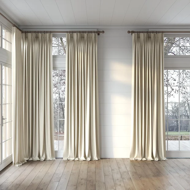 Photo of the fabric Stallion 2 Blackout Sand swatch by James Dunlop Essentials. Use for Curtains. Style of Plain, Texture