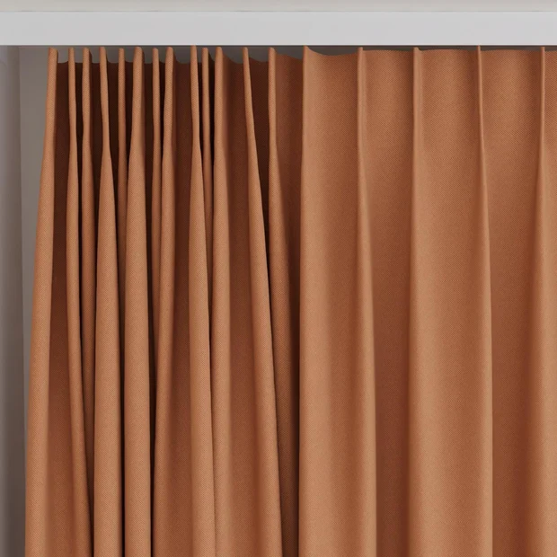 Photo of the fabric Oakley FR Brick swatch by James Dunlop. Use for Curtains. Style of Plain, Texture