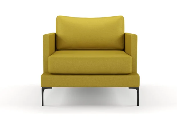 Photo of the fabric Pueblo Chartreuse swatch by Mokum. Use for Upholstery, Accessory. Style of Plain, Texture
