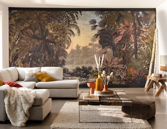 Photo of the fabric Dreamlike Landscape W/Pan 10261 22 72 in situ by Casadeco. Use for Wall Covering