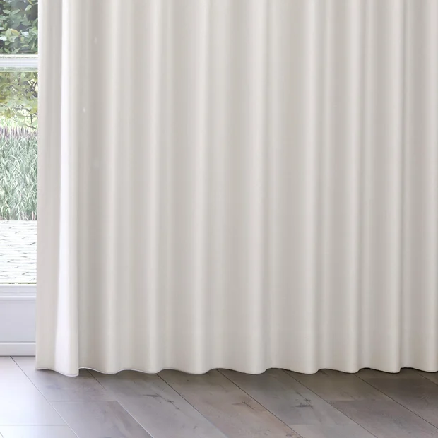 Photo of the fabric Trailblazer Ivory swatch by James Dunlop FibreGuard. Use for Curtains, Upholstery, Accessory, Top of Bed. Style of Texture, Traditional