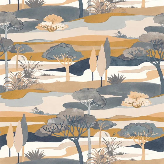 Photo of the fabric Cap Ferret Wp 7587 7587 0508 swatch by Casamance. Use for Wall Covering. Style of Floral And Botannical, Print