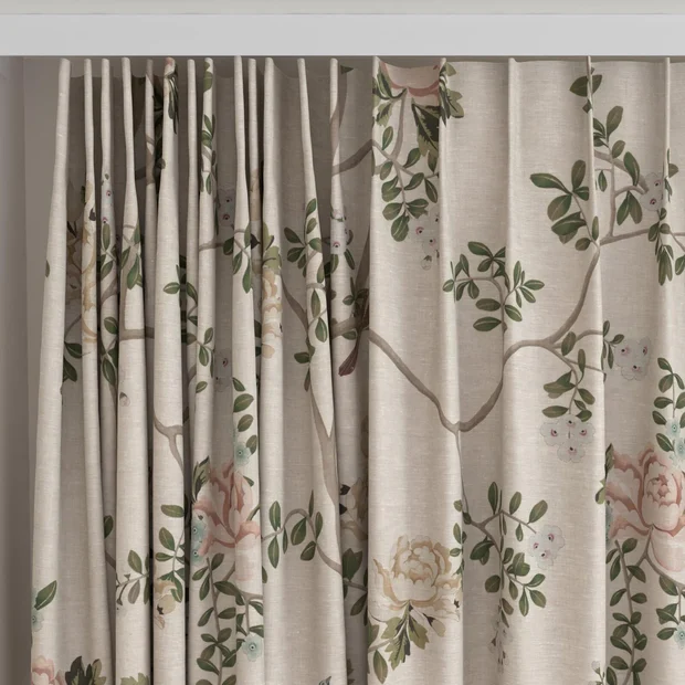 Photo of the fabric Sakura Parchment swatch by James Dunlop. Use for Curtains, Accessory. Style of Floral And Botannical