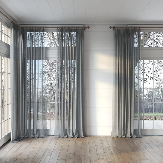 Photo of the fabric Lino Midnight swatch by Mokum. Use for Sheer Curtains. Style of Plain, Sheer
