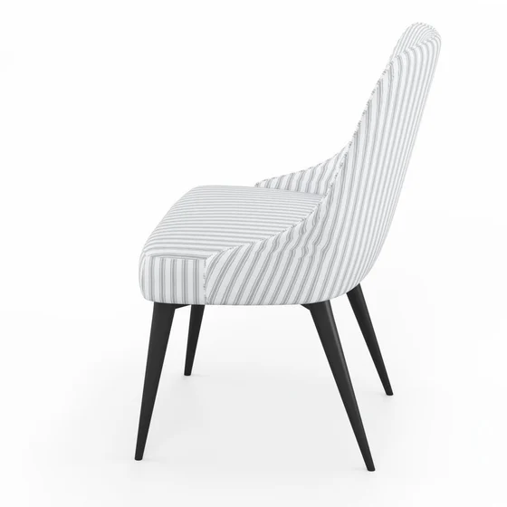 Photo of the fabric Ticking Stripe Stone swatch by James Dunlop. Use for Upholstery, Accessory. Style of Stripe, Taffeta