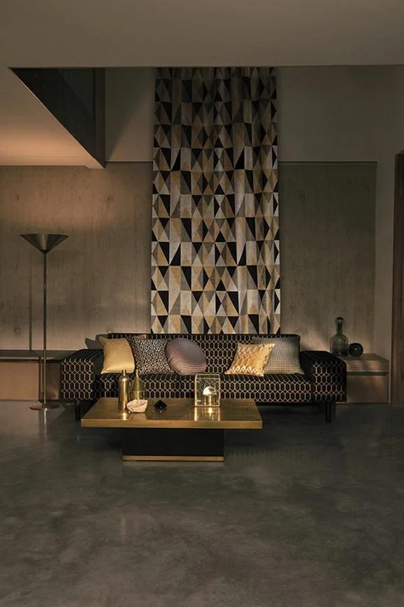 Photo of the fabric Pendant K5199 04 in situ by Kirkby Design. Use for Upholstery, Accessory. Style of Geometric, Texture