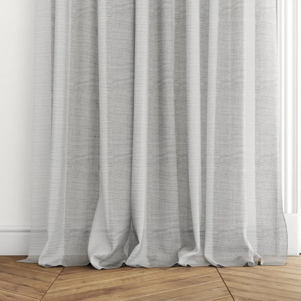 Photo of the fabric Impression Gun Metal swatch by James Dunlop. Use for Sheer Curtains. Style of Sheer, Stripe