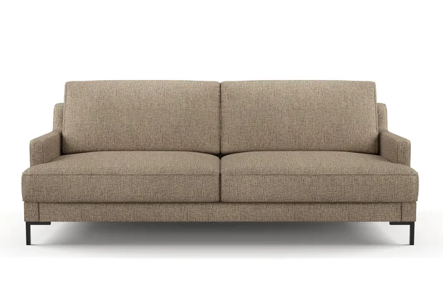 Photo of the fabric Gabrielle Walnut swatch by Mokum FibreGuard. Use for Upholstery, Accessory, Top of Bed. Style of Plain, Texture