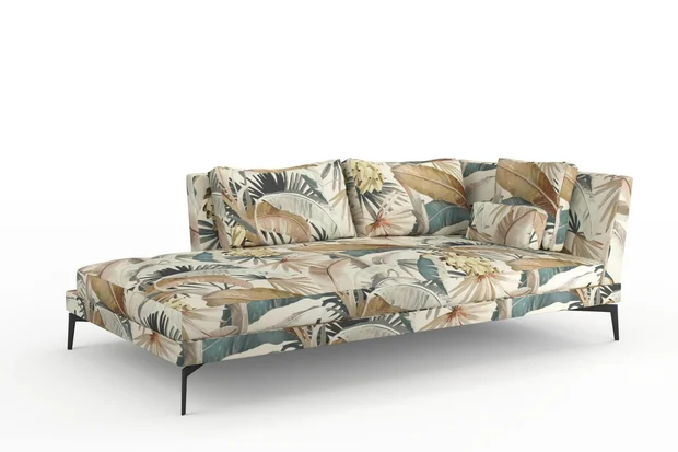 Photo of the fabric Tropicalia Gilver swatch by Catherine Martin by Mokum. Use for Upholstery, Accessory. Style of Floral And Botannical, Print