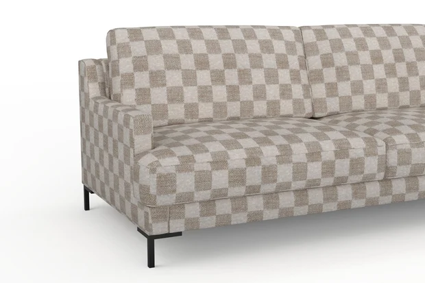 Photo of the fabric Quadro Boucle Chalk swatch by Mokum. Use for Upholstery Light Duty, Accessory. Style of Checks, Jacquard