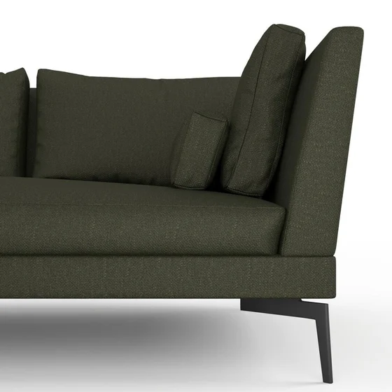 Photo of the fabric Pahi Moss swatch by Mokum. Use for Upholstery, Accessory. Style of Plain, Taffeta