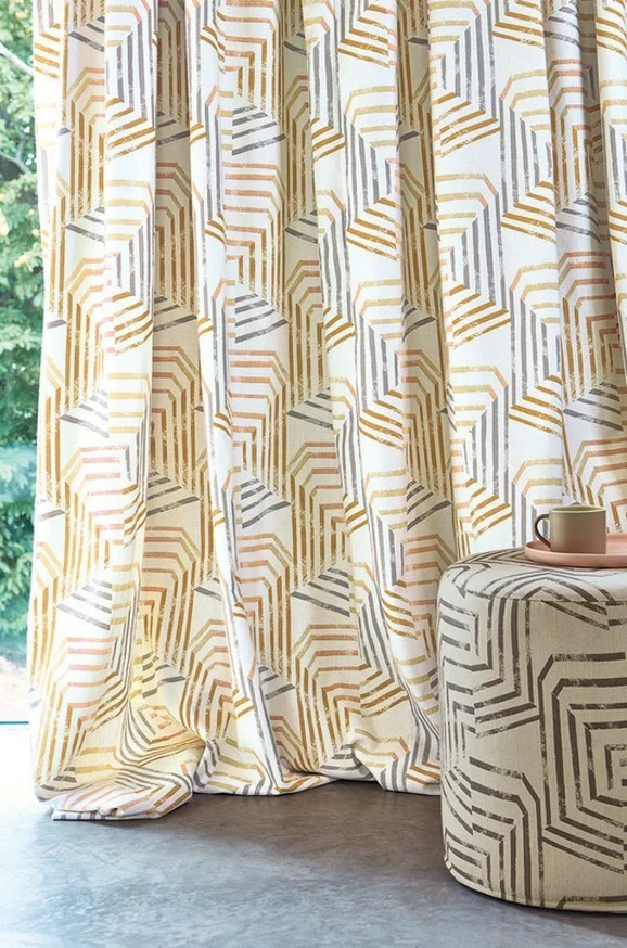 Photo of the fabric Taos V3366 02 in situ by Villa Nova. Use for Curtains, Upholstery, Accessory. Style of Geometric