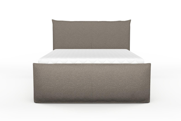Photo of the fabric Grain Coffee swatch by Mokum. Use for Upholstery, Accessory, Top of Bed. Style of Plain, Texture