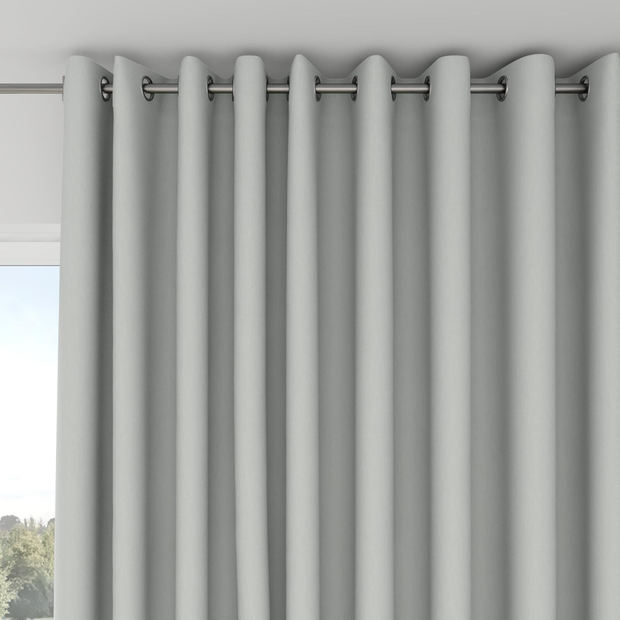 Photo of the fabric Satori Stonewash Silver Birch swatch by Mokum. Use for Curtains, Upholstery Light Duty, Accessory, Top of Bed. Style of Plain, Texture